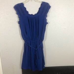 Max Studio Square Neck Lace Tie Waist Dress